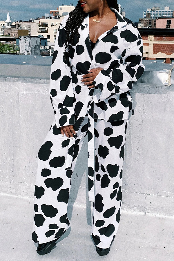 Stylish Cow print Blouse & Pants Set