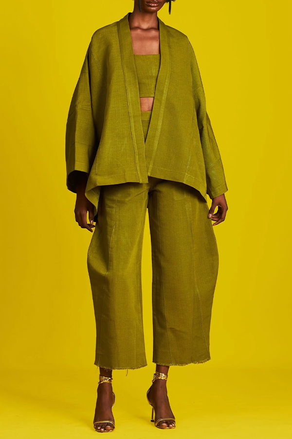 Classic Camisole & Carrot pants & Cardigan Coat Set