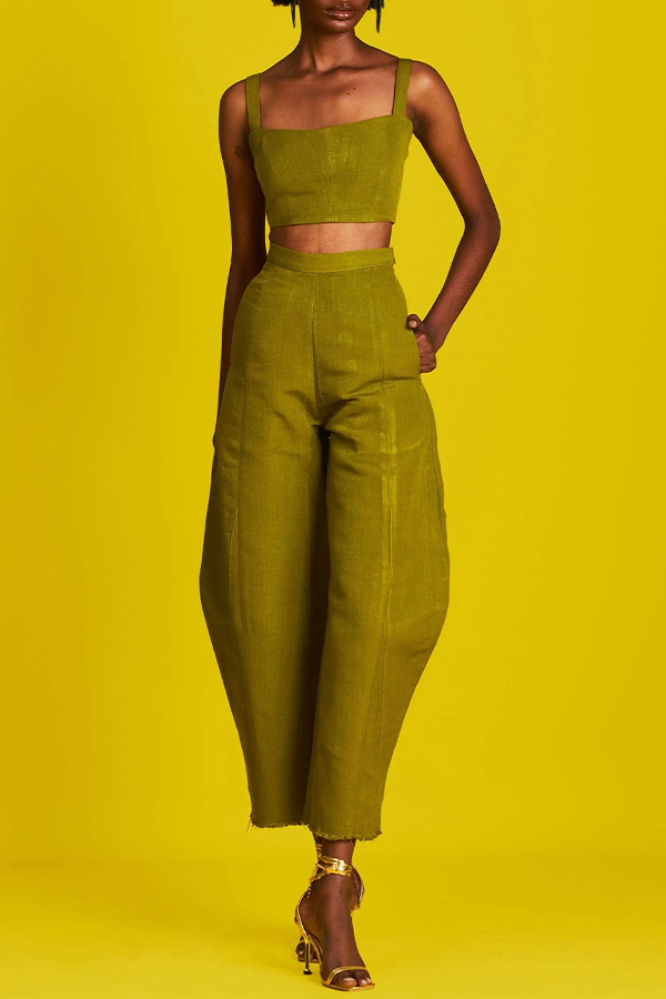 Classic Camisole & Carrot pants & Cardigan Coat Set