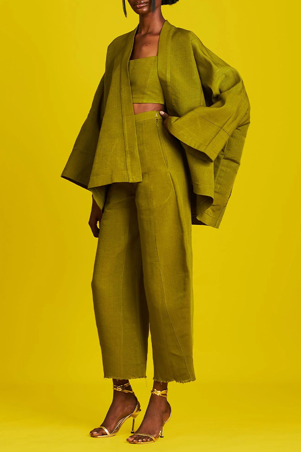 Classic Camisole & Carrot pants & Cardigan Coat Set