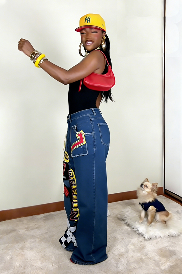 Fashion Letter Patches Jeans