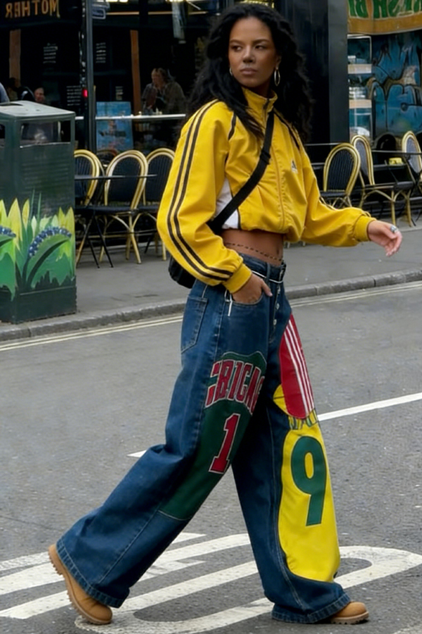 Fashion Letter Patches Single Breasted Jeans