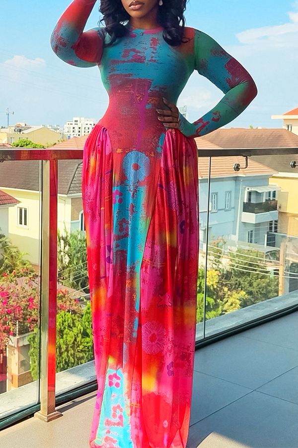 Chic Ombre Allover Print Midi Dress