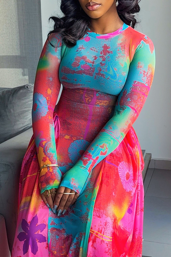 Chic Ombre Allover Print Midi Dress