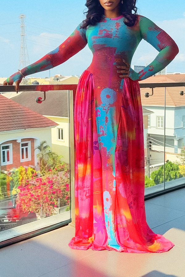 Chic Ombre Allover Print Midi Dress