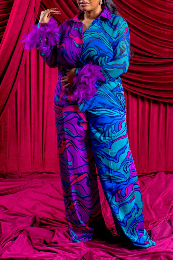 Fashion Mardi Gras Fuzzy Trim Top & Pants Set