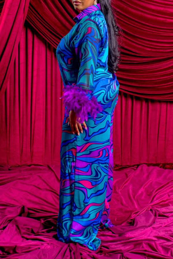 Fashion Mardi Gras Fuzzy Trim Top & Pants Set