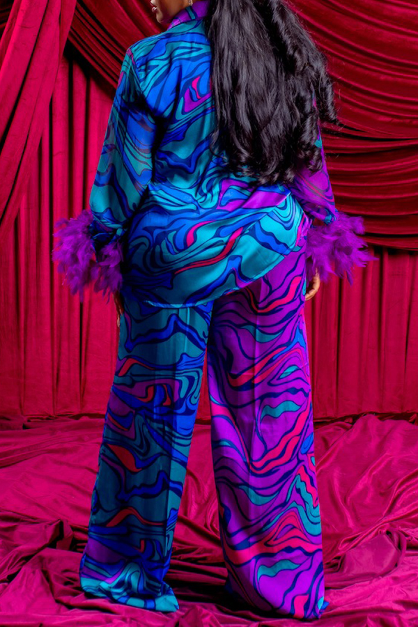 Fashion Mardi Gras Fuzzy Trim Top & Pants Set