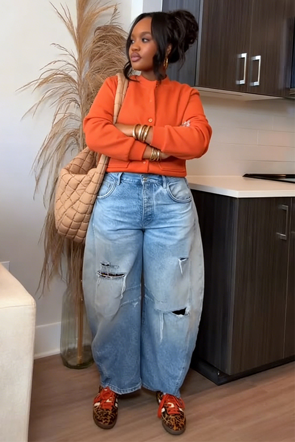 Casual Ripped Straight Leg Pants