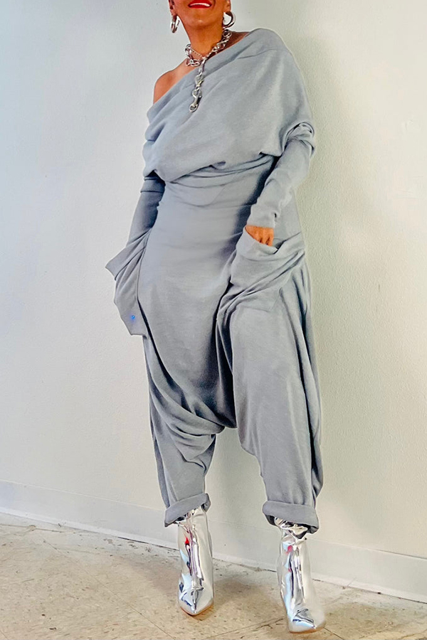 Casual Draped Off Shoulder Jumpsuit