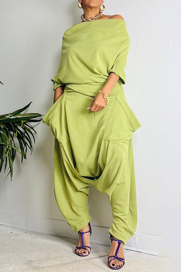 Casual Draped Off Shoulder Jumpsuit
