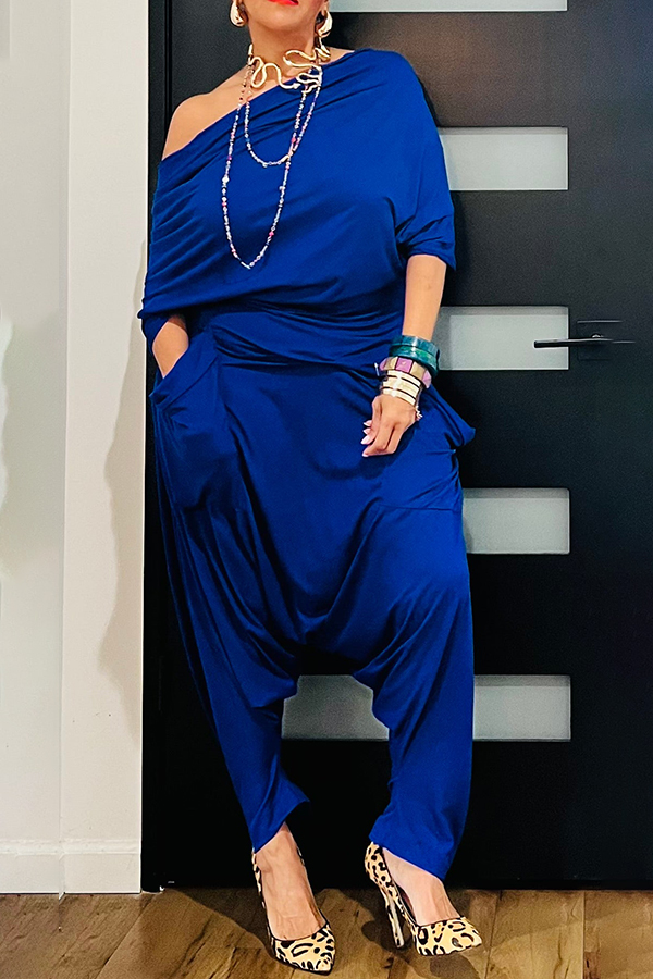 Casual Draped Off Shoulder Jumpsuit