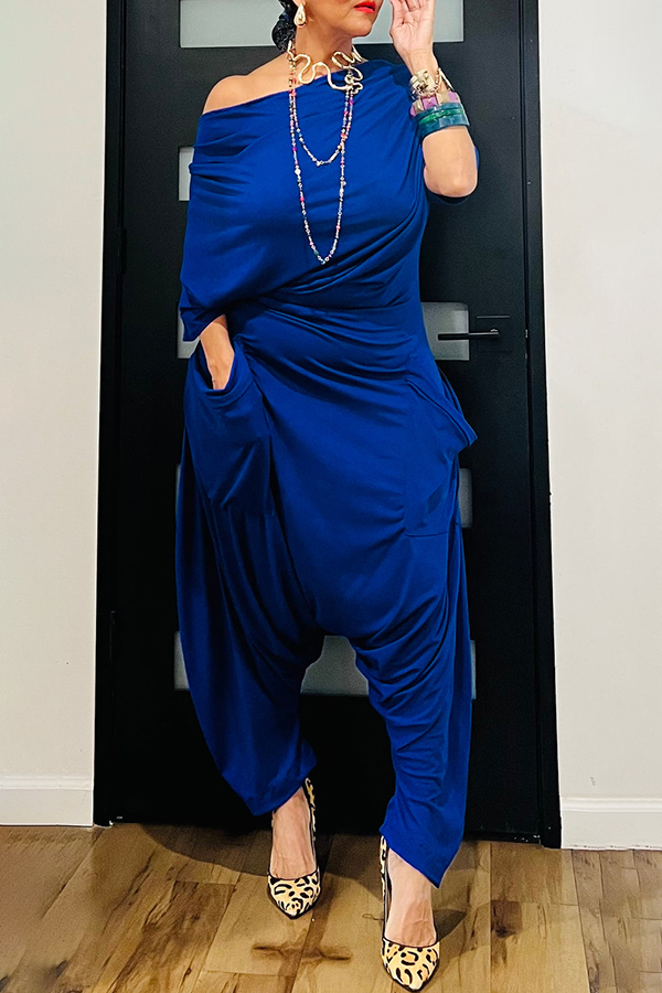 Casual Draped Off Shoulder Jumpsuit