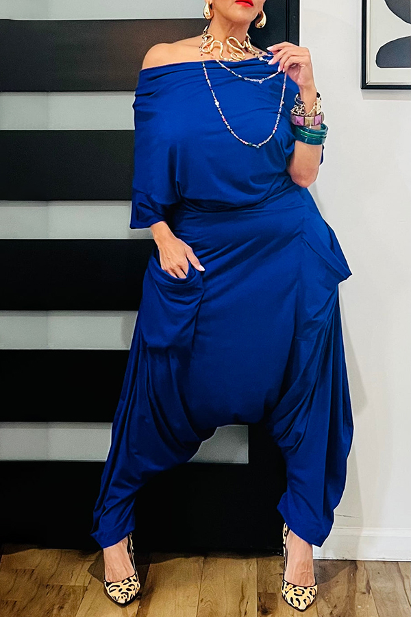 Casual Draped Off Shoulder Jumpsuit