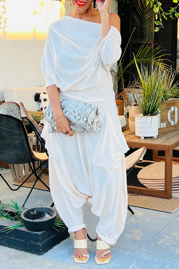 Casual Draped Off Shoulder Jumpsuit