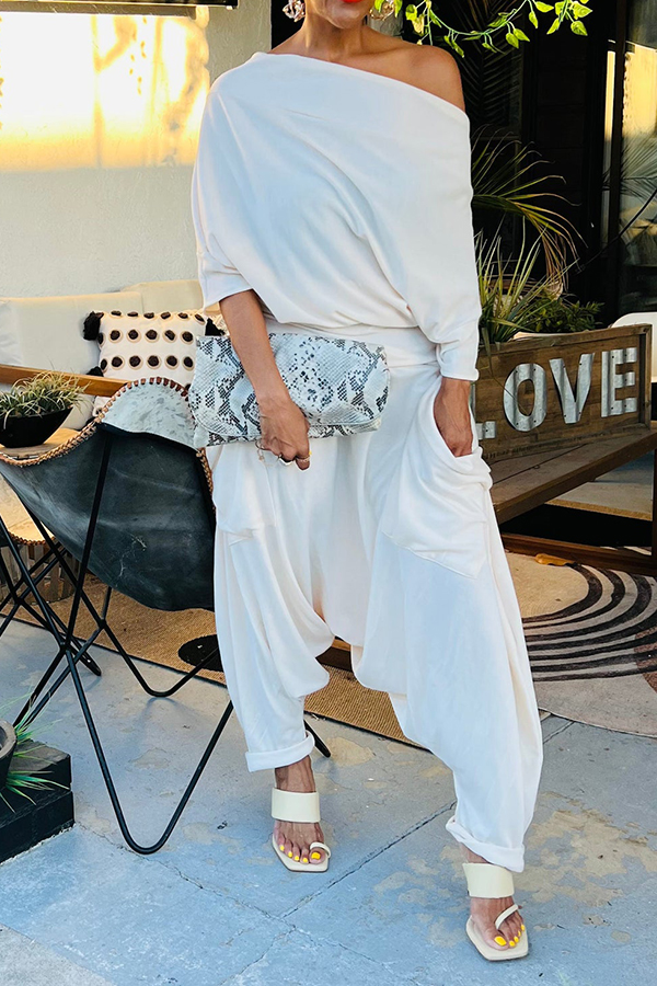Casual Draped Off Shoulder Jumpsuit