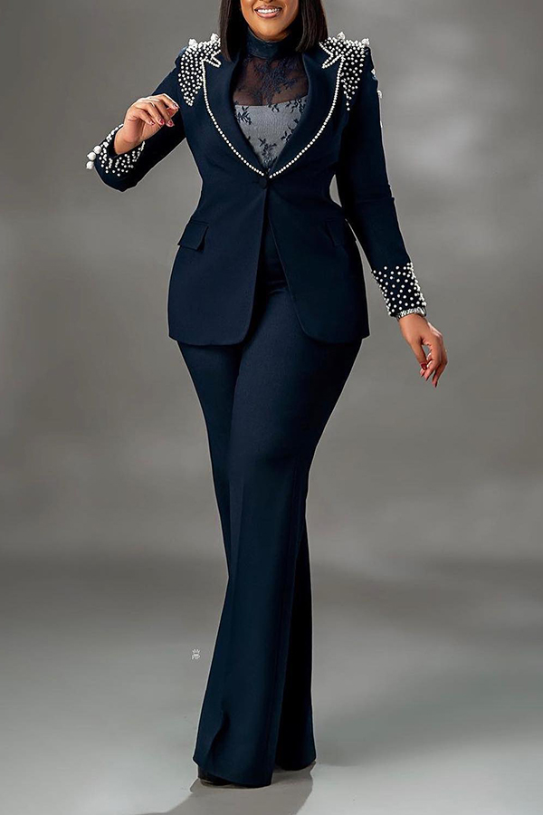 Stunning Peals Detail Blazer & Tailored Pants Set