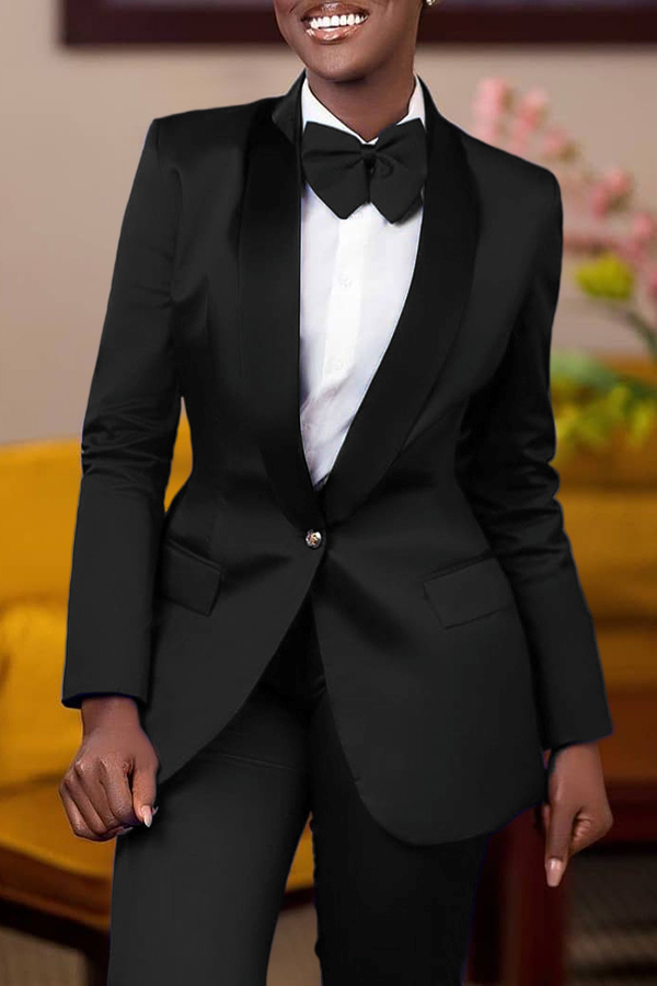 Classic Solid Single Button Blazer & Pants Set