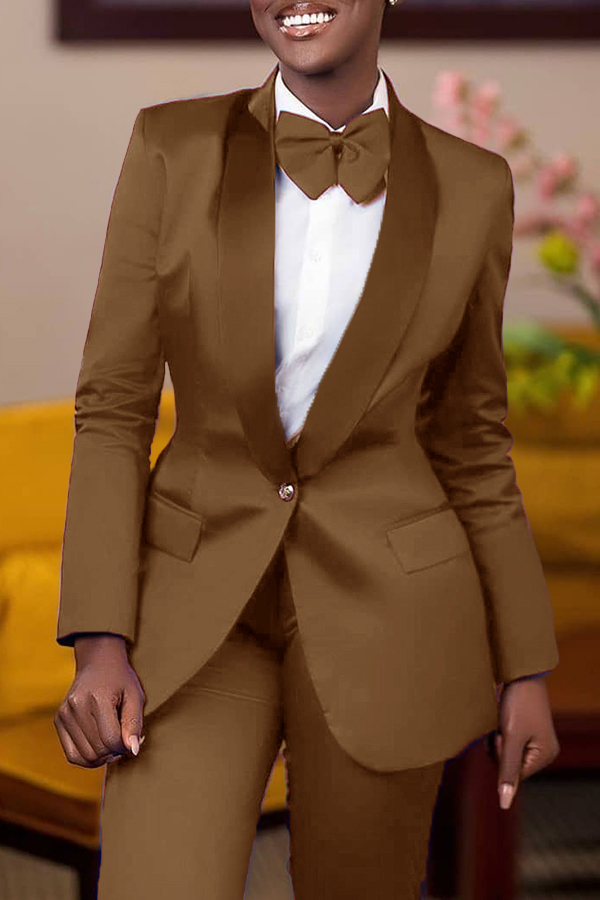 Classic Solid Single Button Blazer & Pants Set