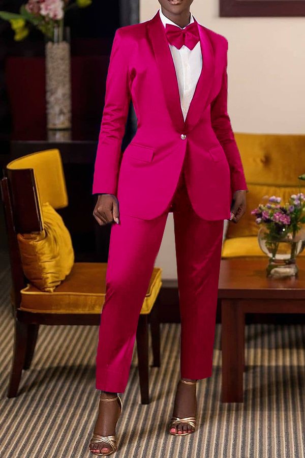 Classic Solid Single Button Blazer & Pants Set