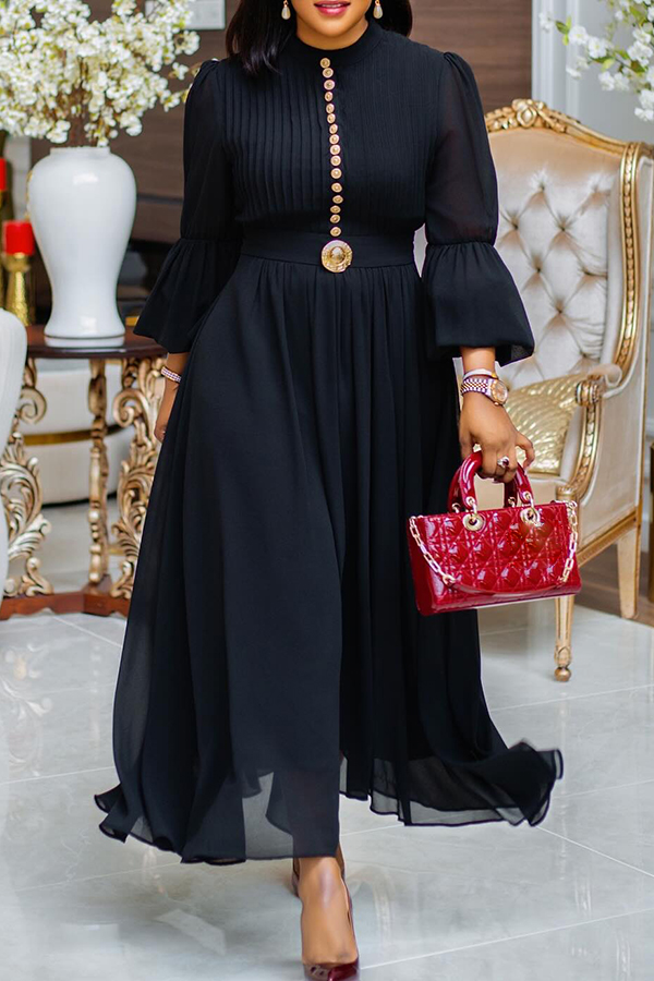 Elegant Trumpet Sleeve Chiffon Dress