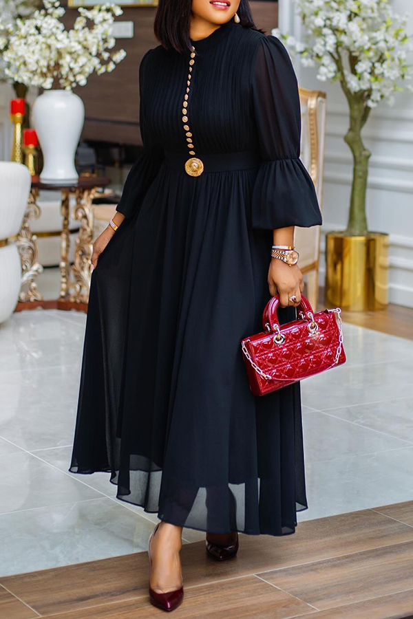 Elegant Trumpet Sleeve Chiffon Dress