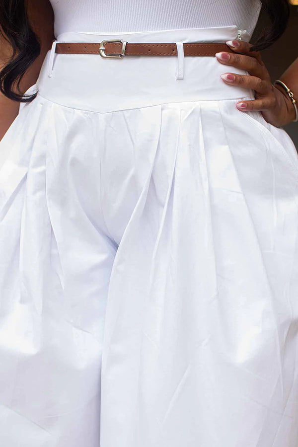 Oversized Belted Design Wide Leg Pants