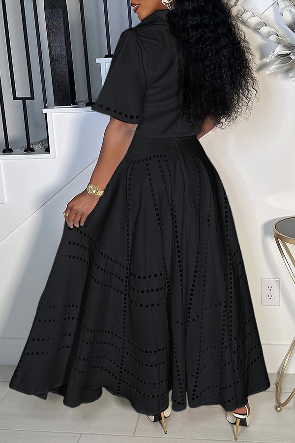 Stylish Burning Flower Craft Short Top & Skirt Set