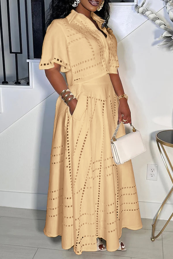 Stylish Burning Flower Craft Short Top & Skirt Set