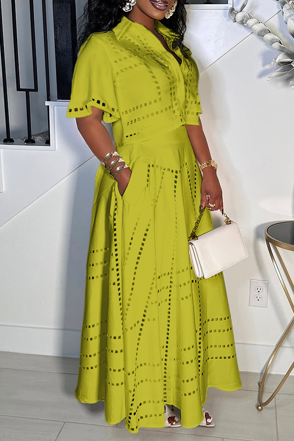 Stylish Burning Flower Craft Short Top & Skirt Set