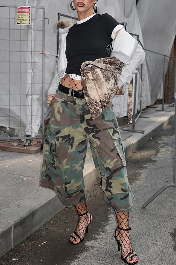 Cool Low Rise Camouflage Ankle Pants
