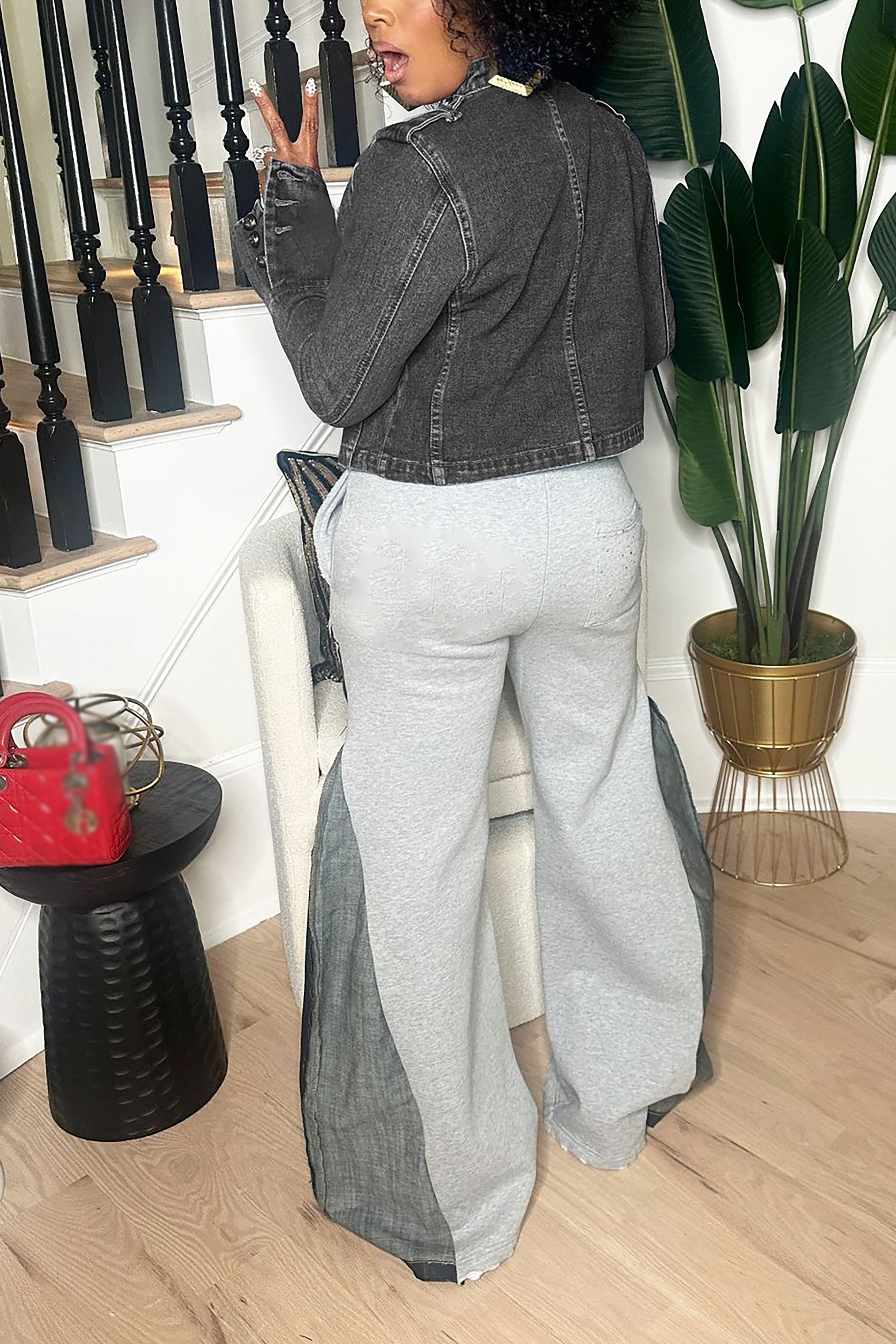 Vintage Symmetrical Breasted Patchwork Denim Jacket*