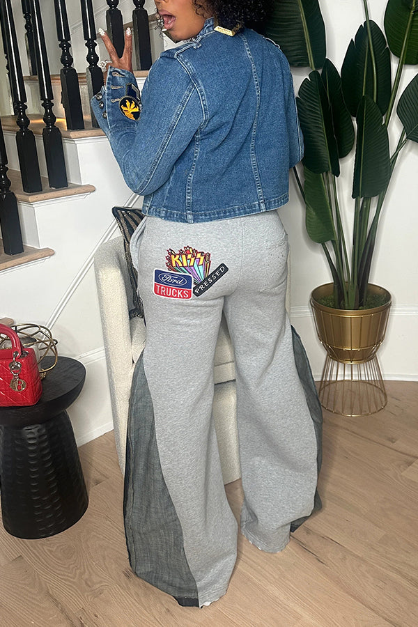 Vintage Symmetrical Breasted Patchwork Denim Jacket