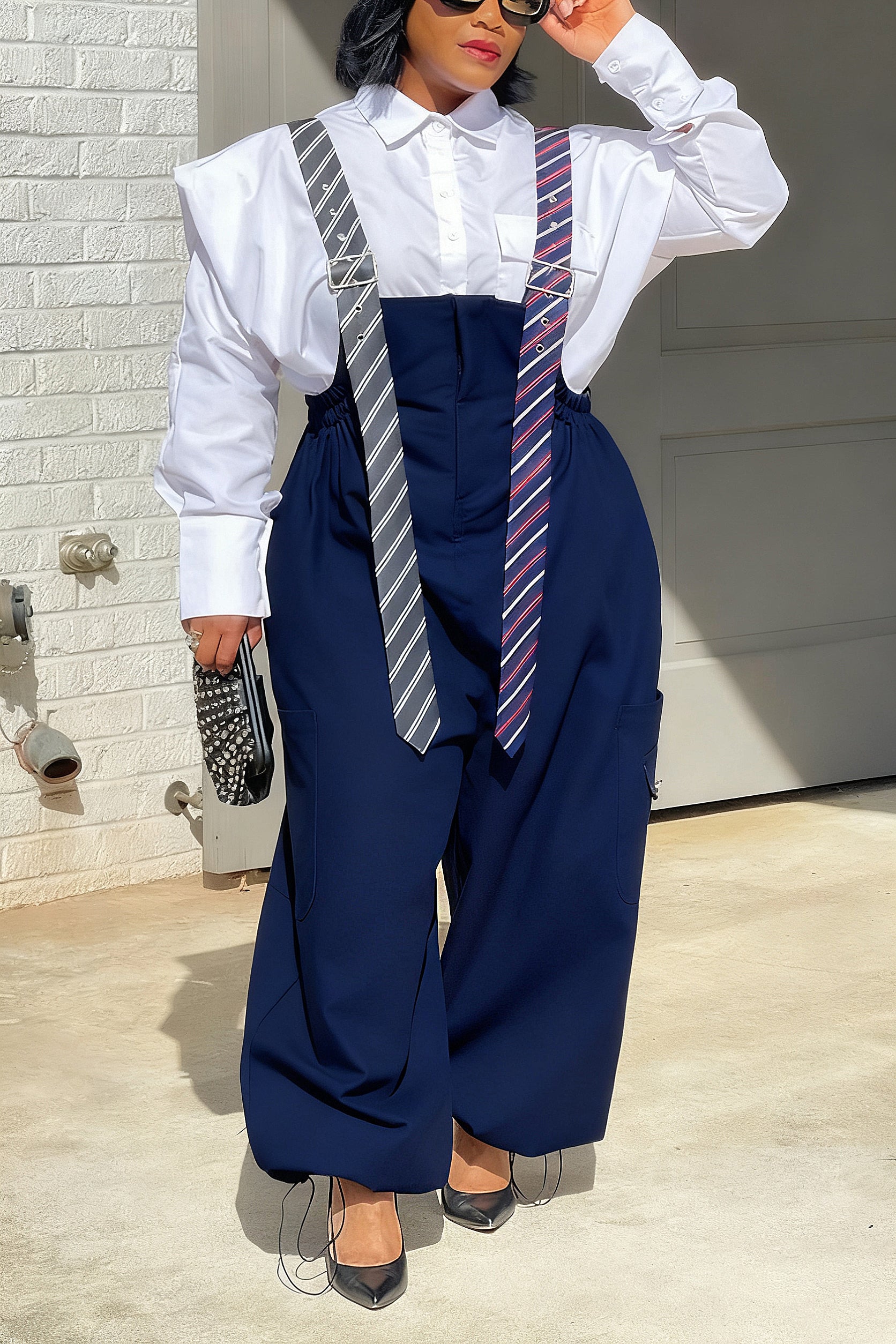 Executive Long Tie Style Jumpsuit