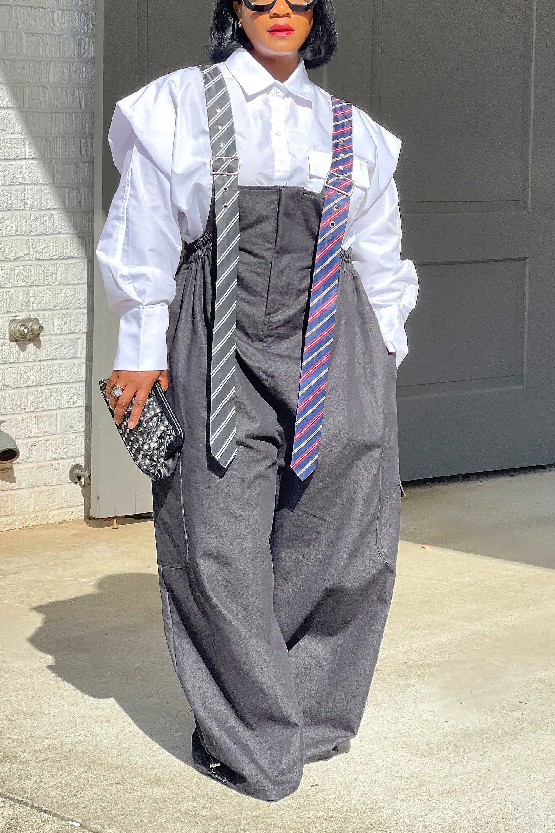 Fashion Exaggerated Shoulder Design Loose Long Sleeved Shirt