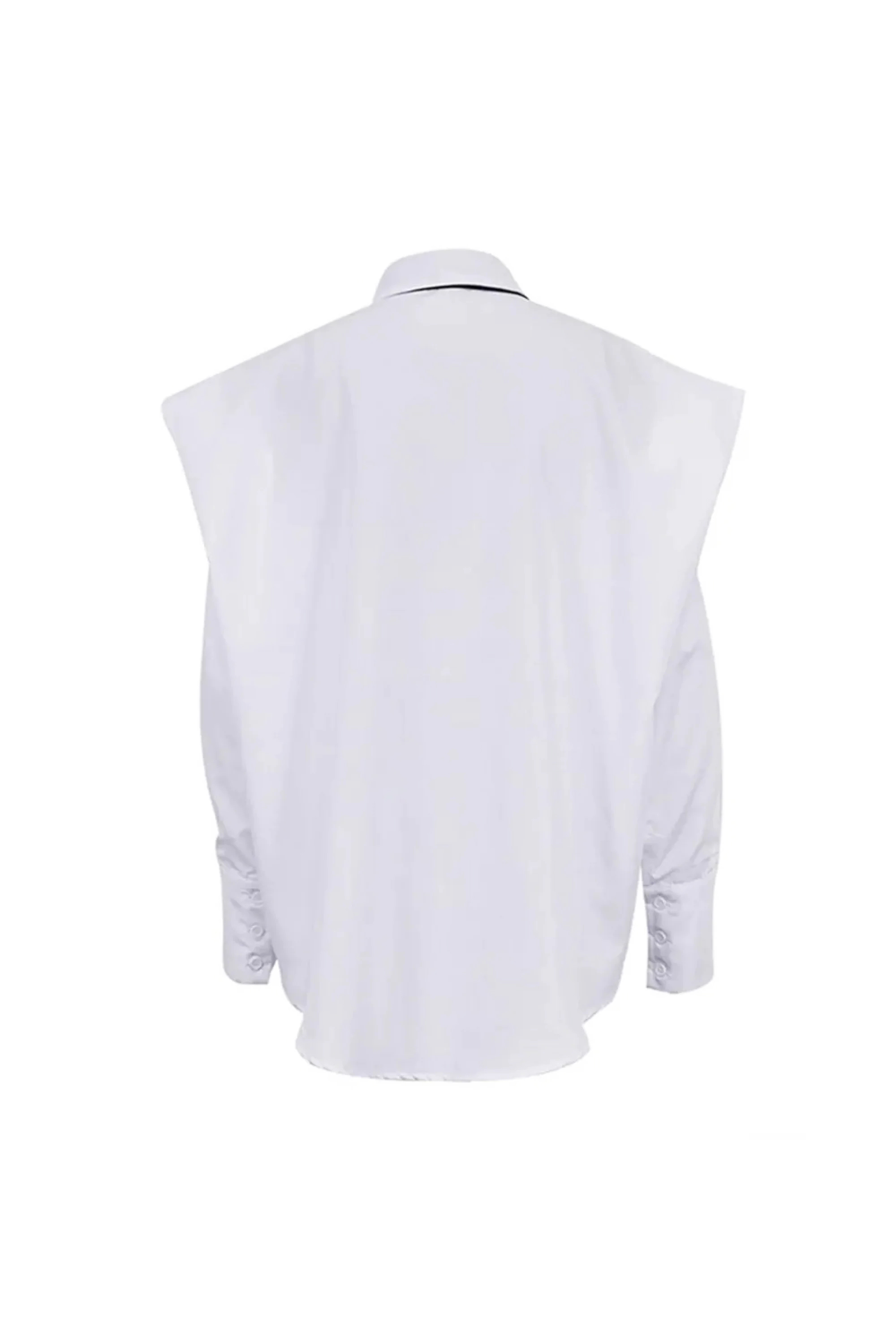 Fashion Exaggerated Shoulder Design Loose Long Sleeved Shirt