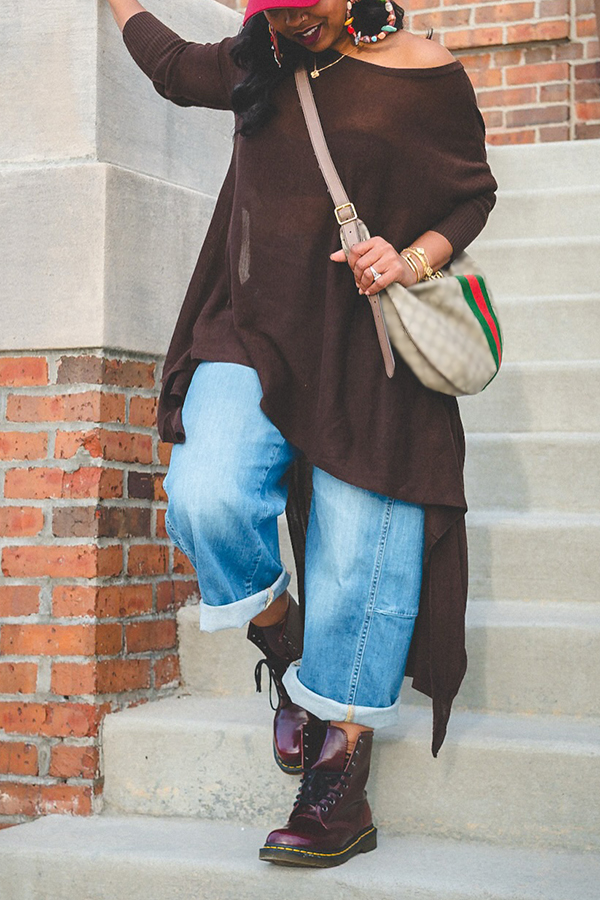 Cozy Split Hem Asymmetrical Hem Top