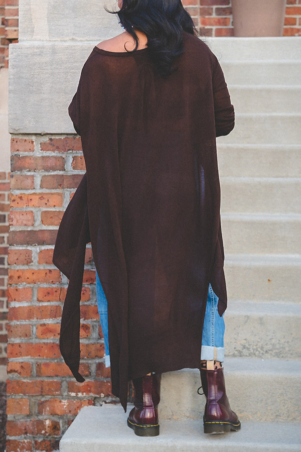 Cozy Split Hem Asymmetrical Hem Top