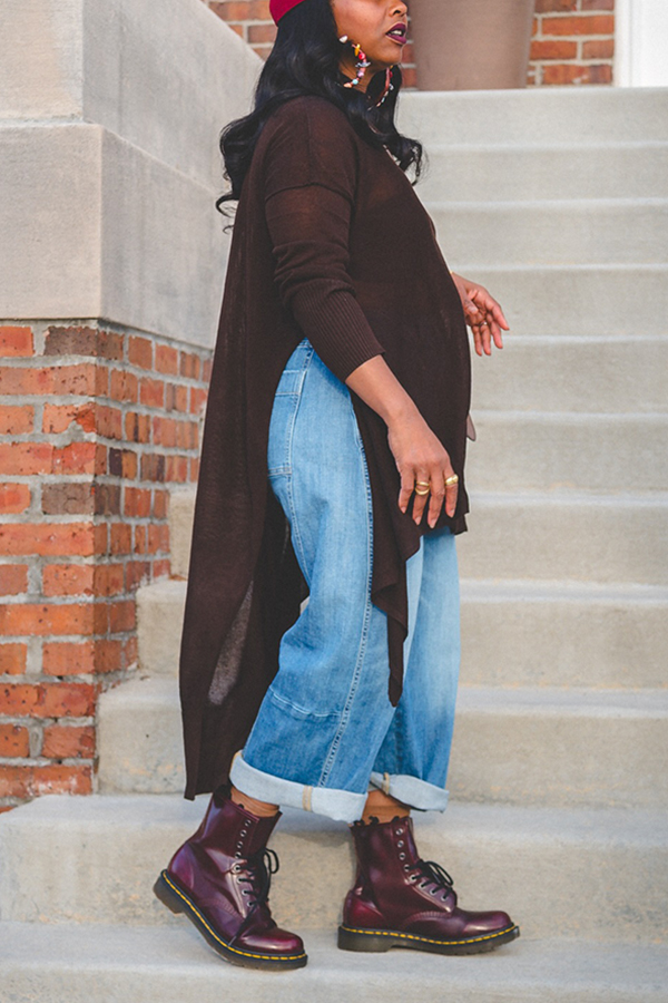 Cozy Split Hem Asymmetrical Hem Top