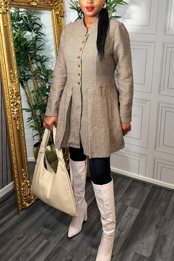 Vintage Button Up Pleated Dress