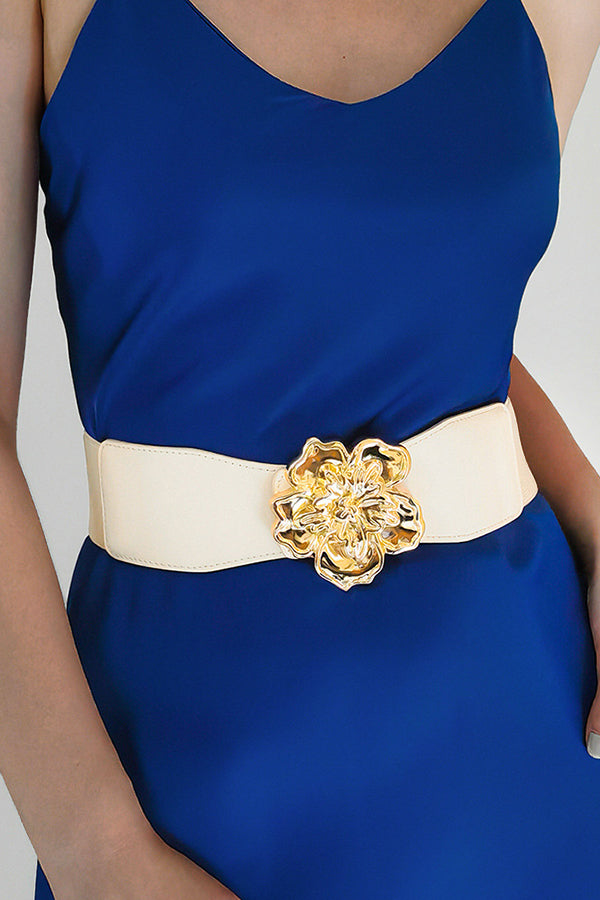 Classic Metal Flowers Elastic Belt