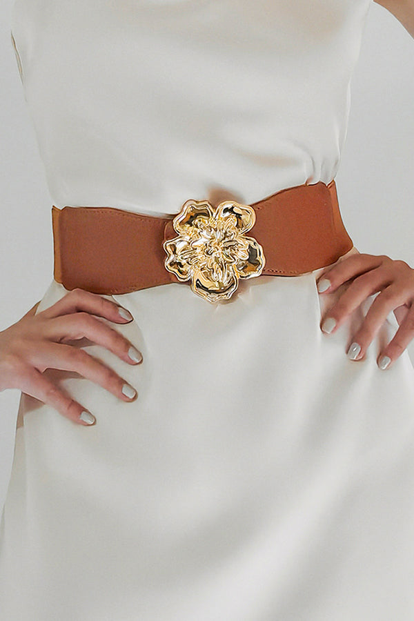 Classic Metal Flowers Elastic Belt