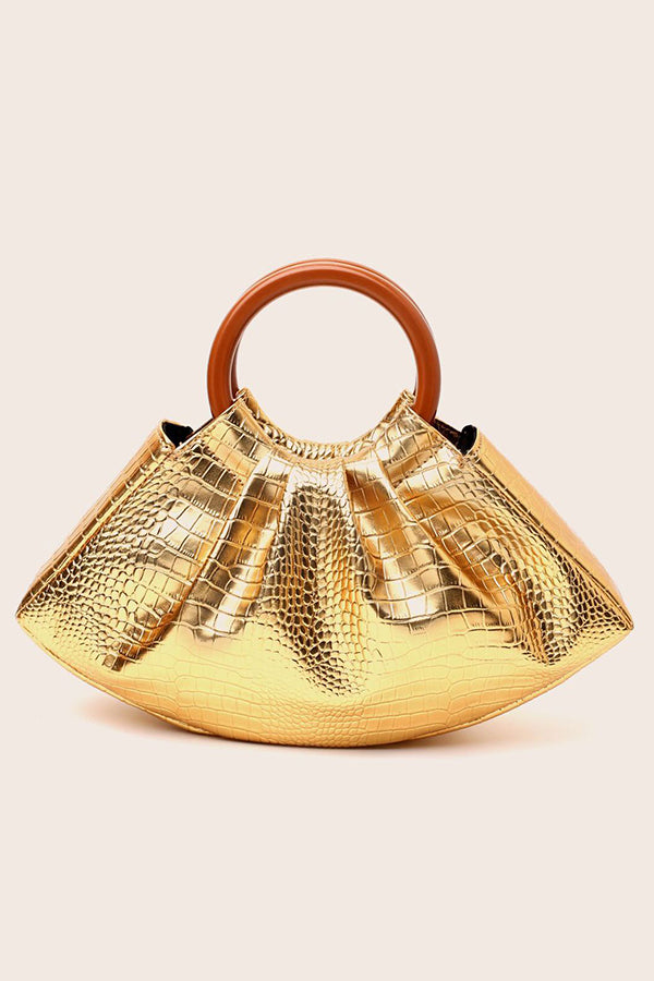 Evening Pleated Solid Wood Handbag*