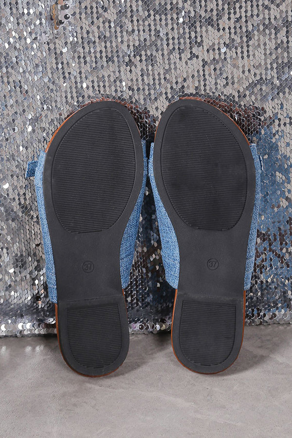 Casual Roman Solid Leather Buckle Flat Slippers
