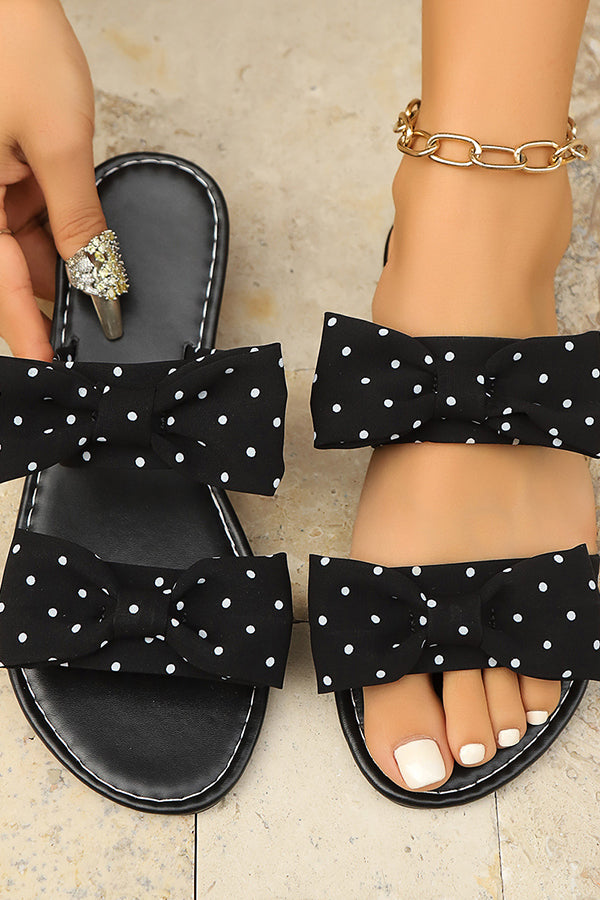 Fashion Bow Solid Flat Slippers