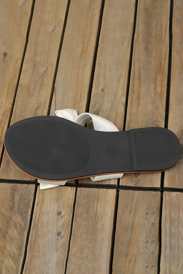 Fashion Bow Solid Flat Slippers