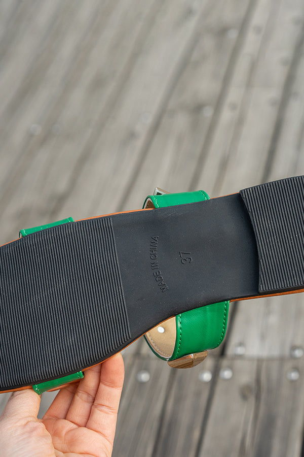 Stylish Studded Square Toe Flat Slides