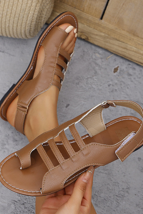 Casual Slip On Velcro Hollow Flat Sandals