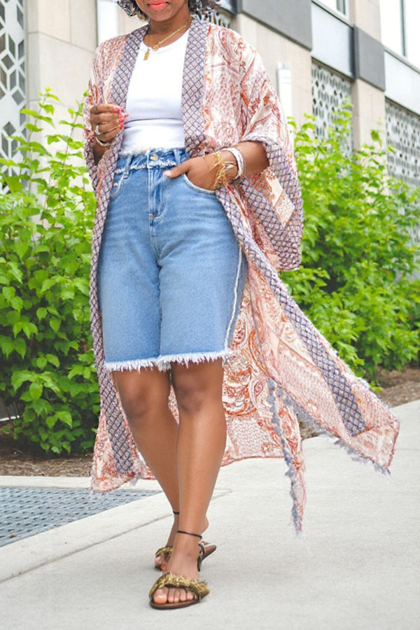 Casual Beard Washed Denim Shorts*