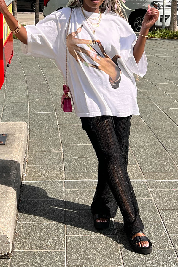 Casual Loose Hand In Hand Printed T-shirt*